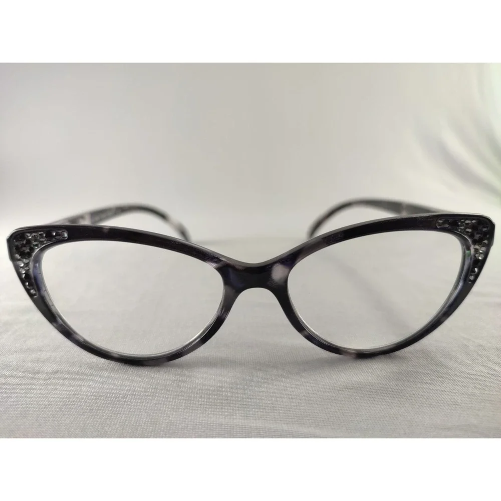 Jimmy Crystal New‎ York JCR468 Purple Marble Cat Eye Eyeglass Frames Swarovski